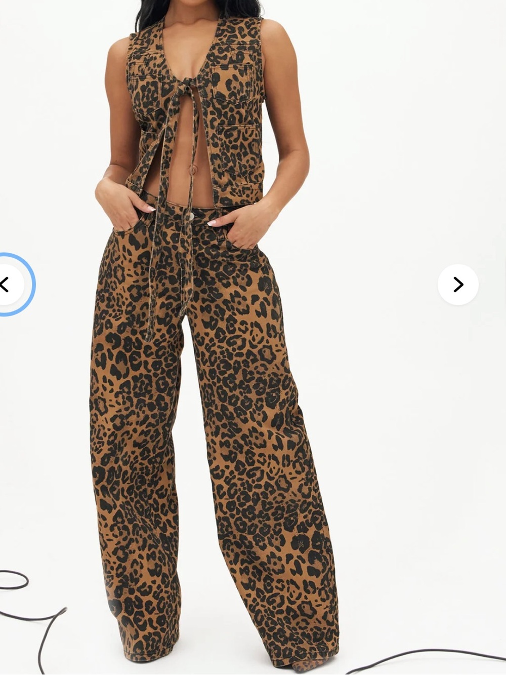 Fashion Nova She's A Wild One Cropped Leopard Print Denim Vest - Brown Combo